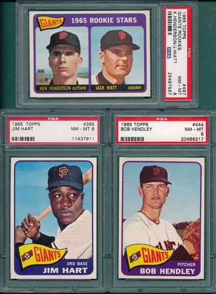 1965 Topps Lot of (5) W/ #395 Jim Hart PSA 8 