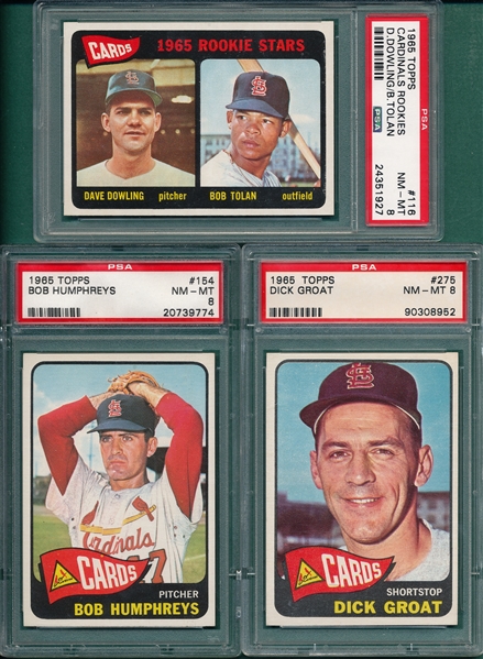 1965 Topps #116, #154 & #275 Groat, Lot of (3) PSA 8