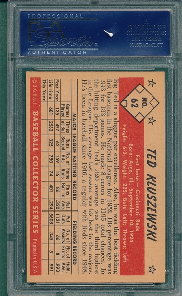 1953 Bowman Color #62 Ted Kluszewski PSA 7