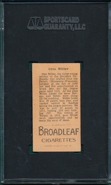 1912 T207 Otto Miller Broadleaf Cigarettes SGC 3
