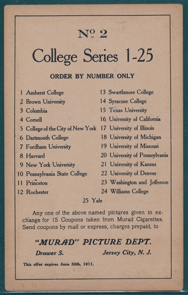 1910 T6 #2 Brown University Murad Cigarettes *Discus*