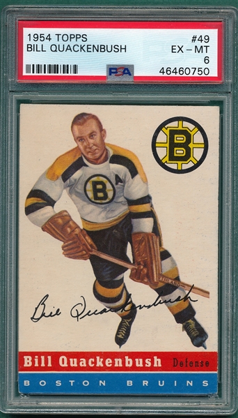 1954 Topps Hockey #49 Bill Quackenbush PSA 6
