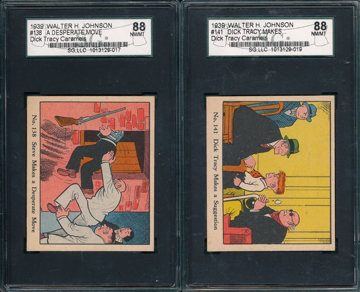 1939 R41 Dick Tracy #138 & #141, (2) Card Lot SGC 88