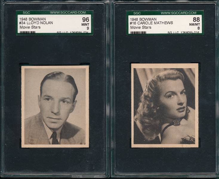 1948 Bowman Lot of (5) Movie Stars W/ #34 Nolan SGC 96 *MINT*