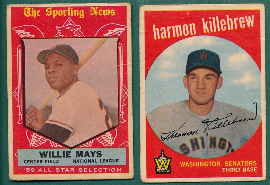 1959 Topps #515 Killebrew & #563 Mays, AS, Lot of (2) High Numbers