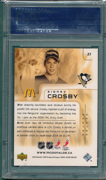2005 Upper Deck McDonalds #51 Sidney Crosby PSA 10 *Gem Mint*