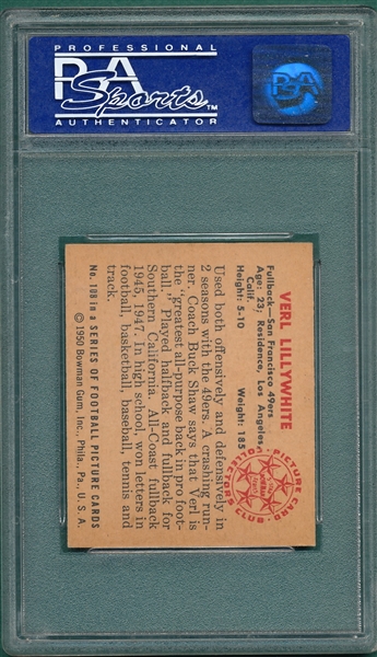 1950 Bowman FB #108 Verl Lillywhite PSA 8