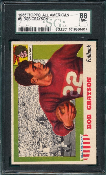 1955 Topps All American Football #5 Bob Grayson SGC 86