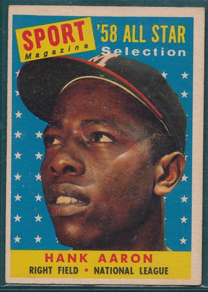 1958 Topps #488 Hank Aaron, All Star, *Hi #*