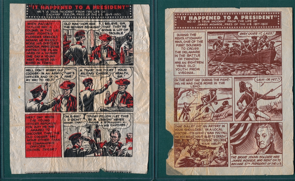 1949 Topps It Happened To A President Wrappers, Lot of (3)