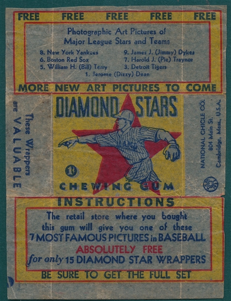 1933-36 Goudey, Diamond Stars & Sport King, Lot of (3) Wrappers