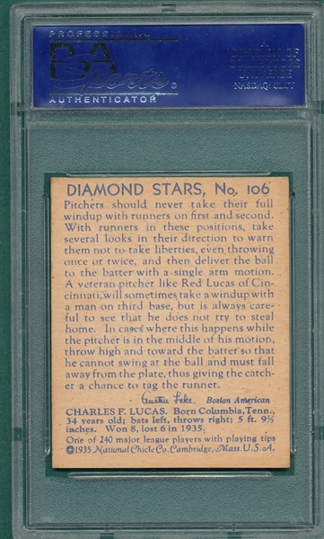 1934-36 Diamond Stars #106 Red Lucas PSA 7 *Hi #*