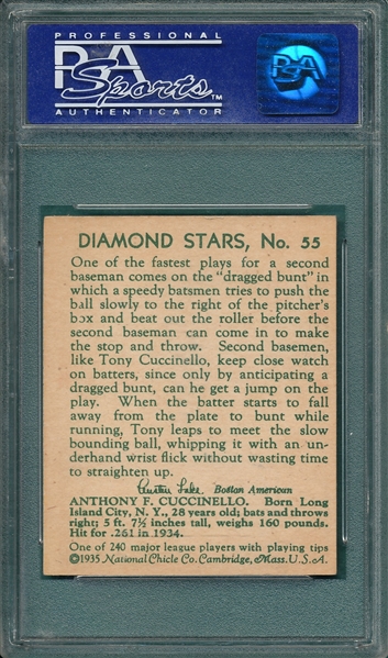 1934-36 Diamond Stars #55 Tony Cuccinello PSA 7 