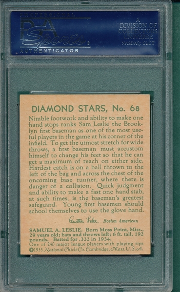 1934-36 Diamond Stars #68 Sam Leslie PSA 7 