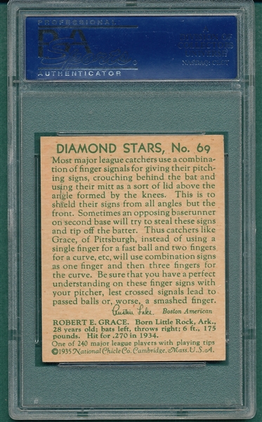 1934-36 Diamond Stars #69 Earl Grace PSA 7 
