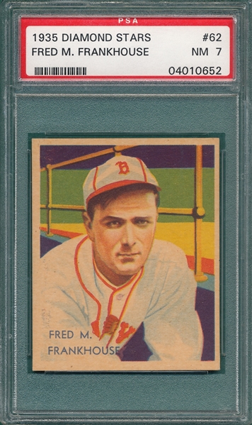 1934-36 Diamond Stars #62 Fred Frankhouse PSA 7 