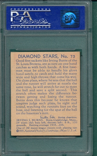 1934-36 Diamond Stars #76 Bill Rogel PSA 7 