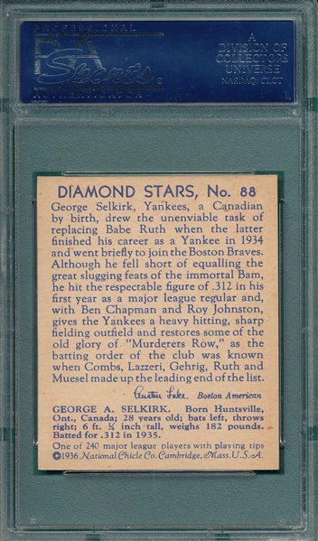 1934-36 Diamond Stars #88 George Selkirk PSA 7 