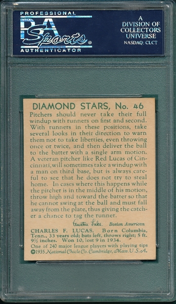 1934-36 Diamond Stars #46 Red Lucas PSA 8