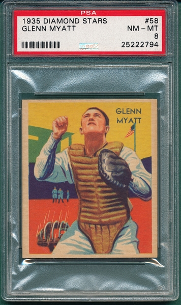1934-36 Diamond Stars #58 Glenn Myatt PSA 8 