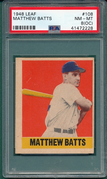 1948 Leaf #108 Matthew Batts PSA 8 (OC) *SP*