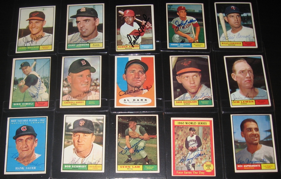 1961 Topps Lot of (32) Signed Cards W/ Warren Spahn