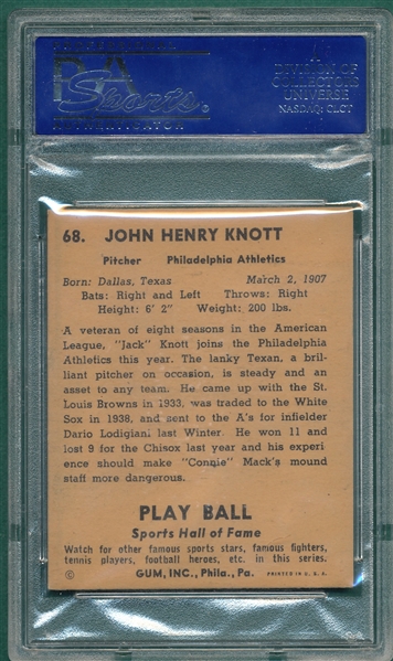 1941 Play Ball #68 Jack Knott PSA 7