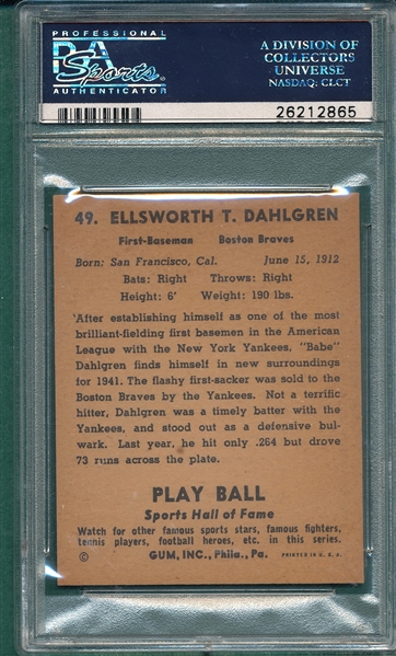 1941 Play Ball #49 Babe Dahlgren PSA 7