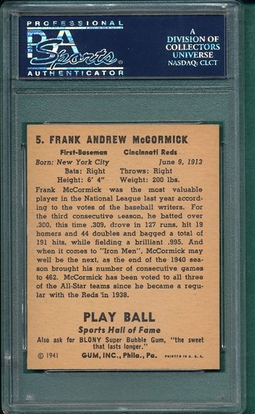 1941 Play Ball #5 Buck McCormick PSA 7
