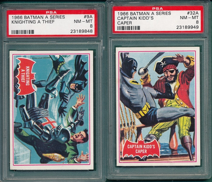 1966 Batman A Series #9 & #32A, Lot of (2) PSA 8