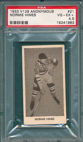 1933 V129 Hockey #21 Normie Himes PSA 4.5