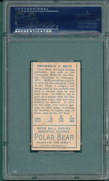 1911 T205 Beck Polar Bear PSA 4 (MC)