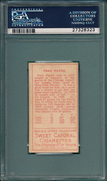 1911 T205 Payne Sweet Caporal Cigarettes PSA 3