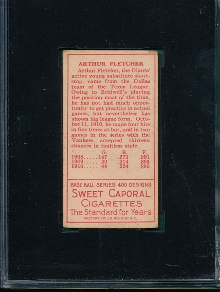 1911 T205 Fletcher Sweet Caporal Cigarettes SGC 50