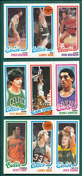 1980 Topps Basketball Lot of (3) W/ (2) Larry Bird, Rookie