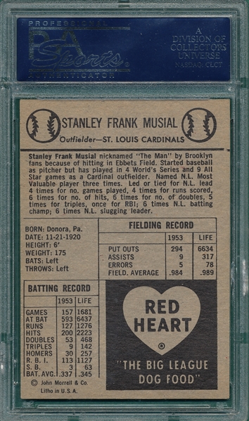 1954 Red Heart Stan Musial PSA 6
