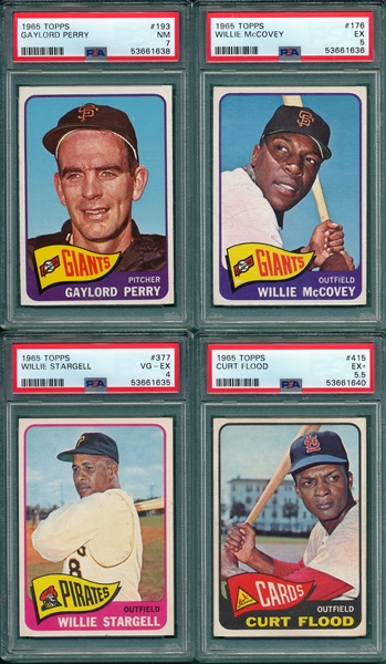 1965 Topps McCovey, Flood, G. Perry & Stargell, Lot of (4) PSA
