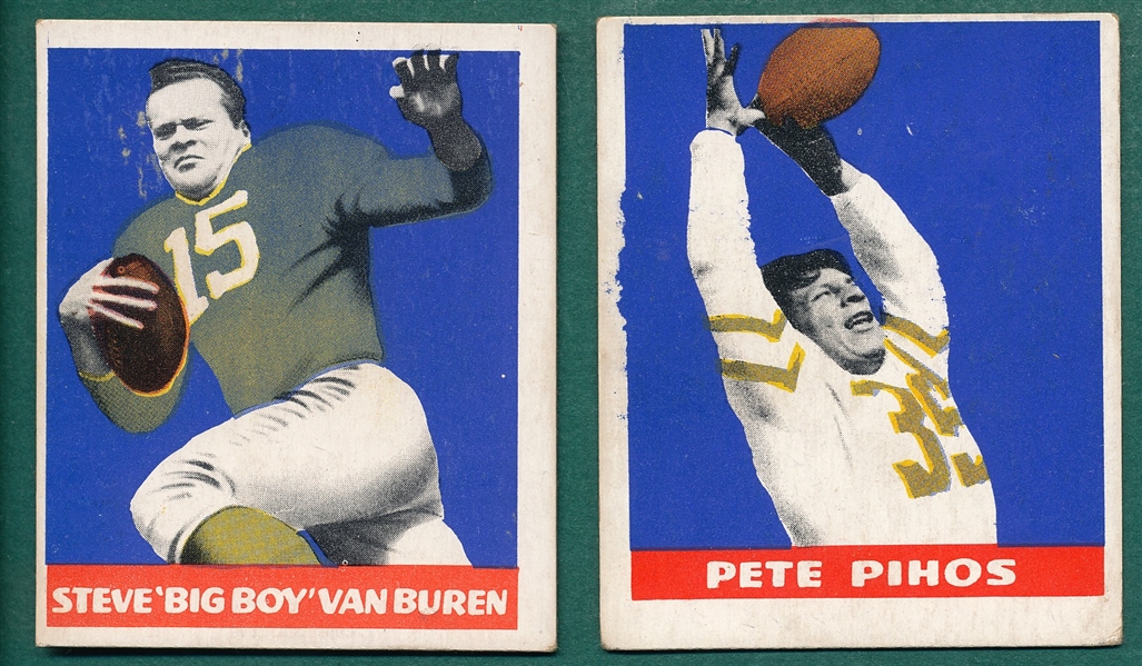 1948 Leaf Football #16 Pihos, Yellow Jersey, & #22 Van Buren, Green Jersey, Lot of (2),  *Rookie*