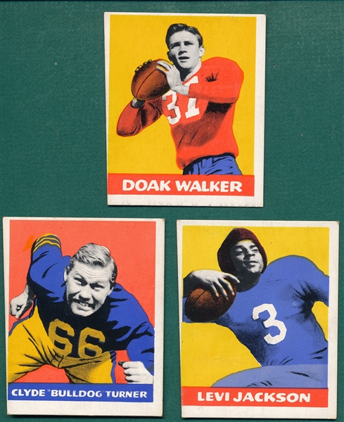 1948 Leaf Football #5 Jackson, #4 Doak Walker & #3 Turner, Lot of (3), *Rookie*
