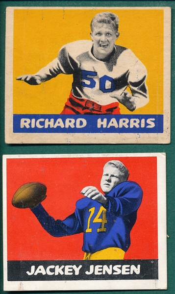 1948 Leaf Football #60 Harris, Orange & #73 Jensen, Red, Lot of (2),  *Variation*