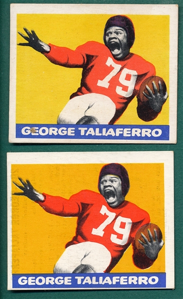 1948 Leaf Football #20 Taliaferro, Orange & Yellow Background, Lot of (2), *Variation*