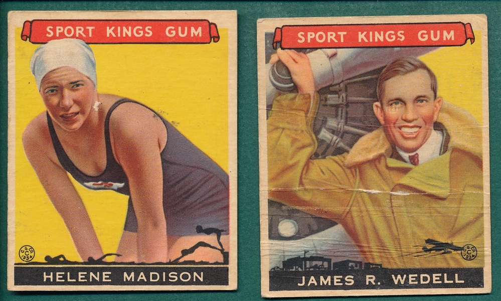 1933 Goudey Sport Kings #26 Wedell & #37 Madison, Lot of (2)