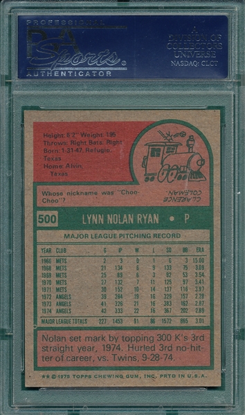 1975 Topps #500 Nolan Ryan PSA 6