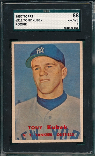1957 Topps #312 Tony Kubek SGC 88 *Rookie*