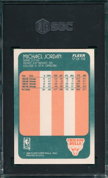 1988 Fleer BSKT #17 Michael Jordan SGC 8