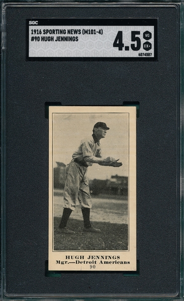 1916 M101-4 #90 Hugh Jennings Sporting News SGC 4.5