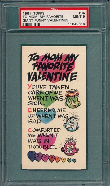 1961 Topps Giant Funny Valentines #34 PSA 9 *MINT*