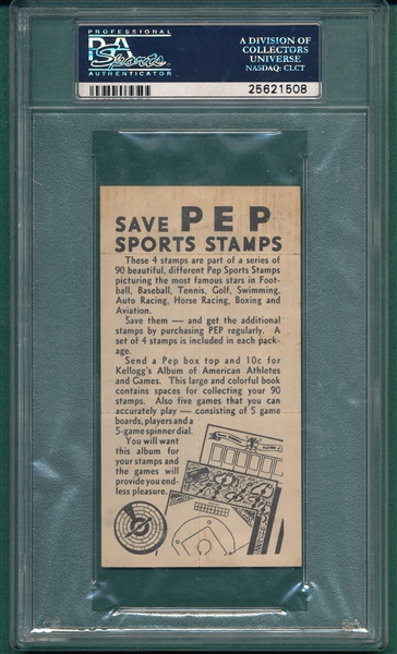 1937 Kellogg's Pep #9 W/ Paul Waner PSA 2 *Full Panel*