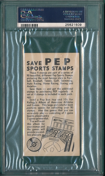 1937 Kellogg's Pep #21 W/ Nevers & Joe Tinker PSA 1.5 *Full Panel*
