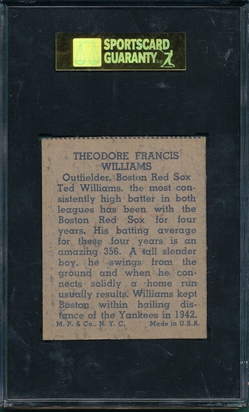 1943 R302-1 Ted Williams, M. P. & Co., SGC 88